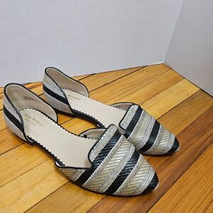 Isaac Mizrahi Women's Black Gold D'Orsay Pointed Flat Size 10